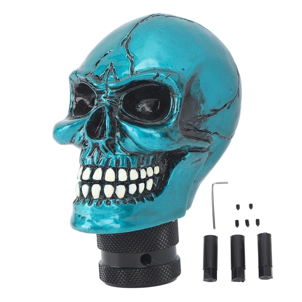 Cabeza de cambio de marchas de calavera, perilla de palanca de cambios de resina, mango de palanca de cambios de transmisión de coche para la mayoría de los vehículos manuales, color verde