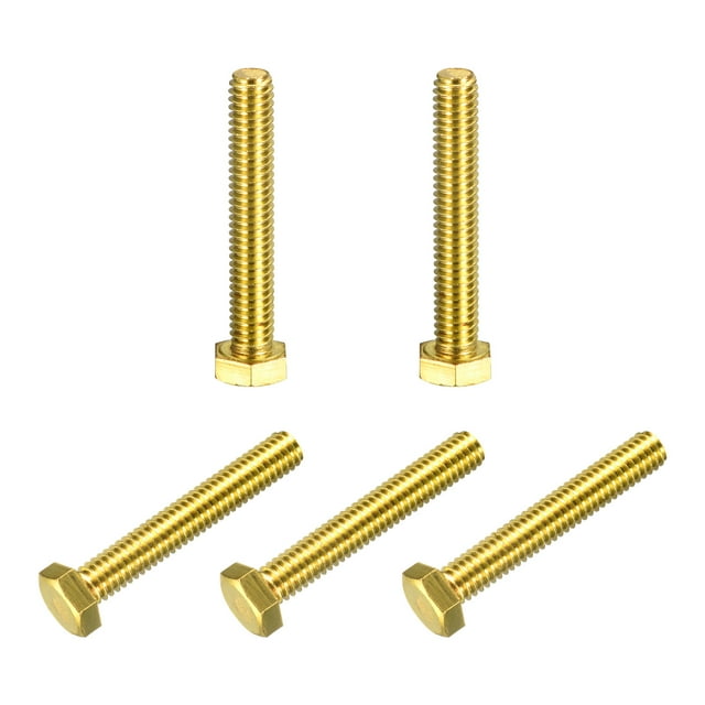 Unique Bargains Brass Hex Bolts, 5/16-18x2' 5 Pack Fully Thread Grade 4.8 Machine Screws