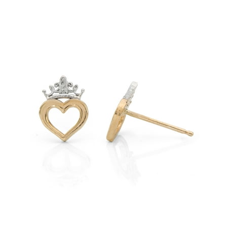 Disney Princess 10kt Yellow Gold Heart Crown Stud Earrings Disney Princess 10kt Yellow Gold Heart Crown Stud Earrings