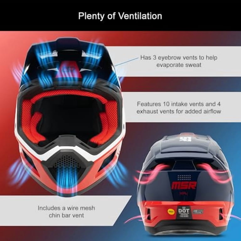 MSR Mav Sensor Dirt Bike Motocross Helmet w/ MIPS Large Blue/Red/White
