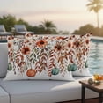 thumbnail image 4 of Orange Teal Fall Outdoor Waterproof Pillow Covers, Weeping Botanical Pumpkins Thanksgiving Decorative Rectangle Throw Pillowcase Sofa Cushion Sham for Patio/Couch/Chair, 20"x12" 2 Pack, 4 of 8