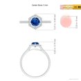 thumbnail image 5 of Angara Natural 0.6 Ct. Blue Sapphire with Diamond Halo Ring in Sterling Silver for Women (Ring Size: 3.5), 5 of 10