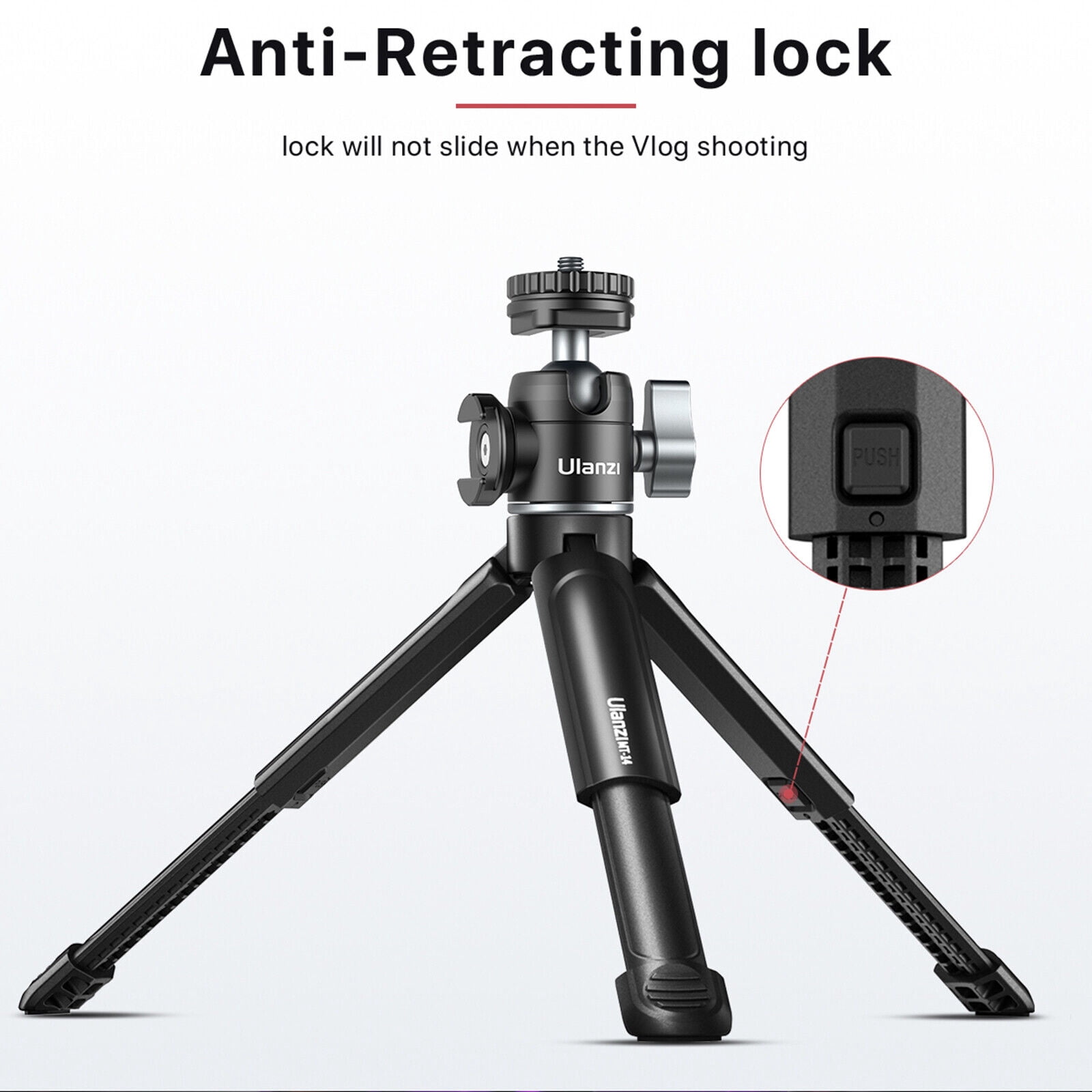 Ulanzi U-Vlog Lite Extendable Tripod with Dual Cold Shoe Mounts for Smartphones & Cameras 360° Ball Head, High Load Capacity, Lightweight Portable Vlogging Tripod for Livestreaming