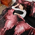 thumbnail image 4 of Homewish Romantic Butterfly Animal Bedding Comforter Set 7pcs, Red Sequin Print King Bedding Sets, Couple Anniversary Reversible Bed Sheets, Ultra Soft Bedroom Decor, 4 of 7