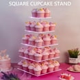 thumbnail image 5 of Tripumer 5 Tier Square Cupcake Stand Acrylic Cupcake Stand with Yellow LED Light String Dessert Display Stand for Birthday, Wedding, Party, Party Cupcake Serving Tray, 5 of 9
