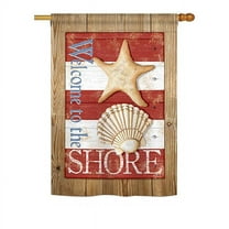 Breeze Decor BD-NA-H-107058-IP-BO-DS02-US Welcome to the Shore Coastal - Everyday Nautical Impressions Decorative Vertical House Flag - 28 x 40 in.