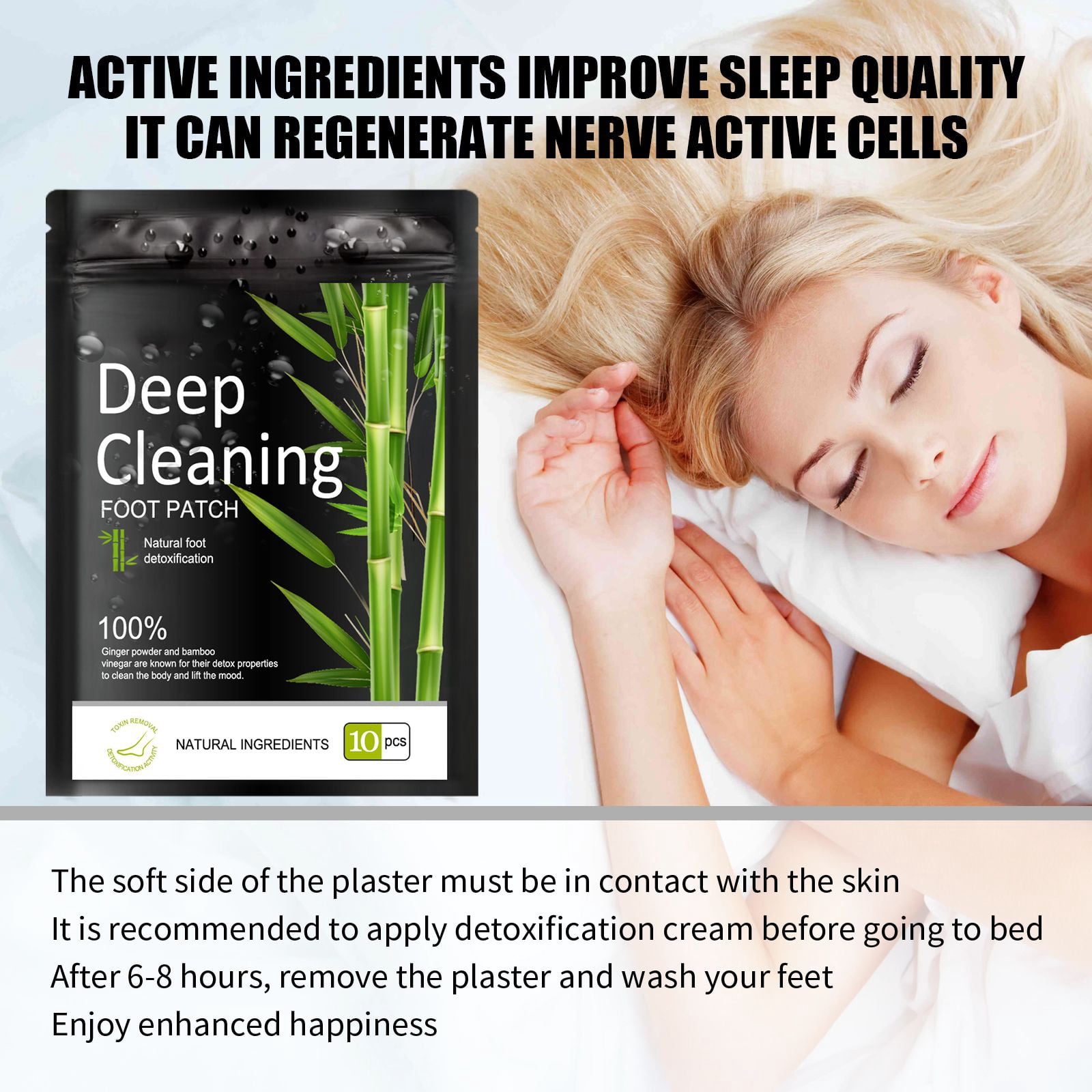 Alvantor Deep Cleaning Herbal Foot Patches Ginger Bamboo Vinegar for Daily Comfort, 10 Pack