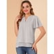 thumbnail image 2 of Top de gasa Allegra K con mangas de mariposa blusa informal holgada gris claro M, 2 of 6