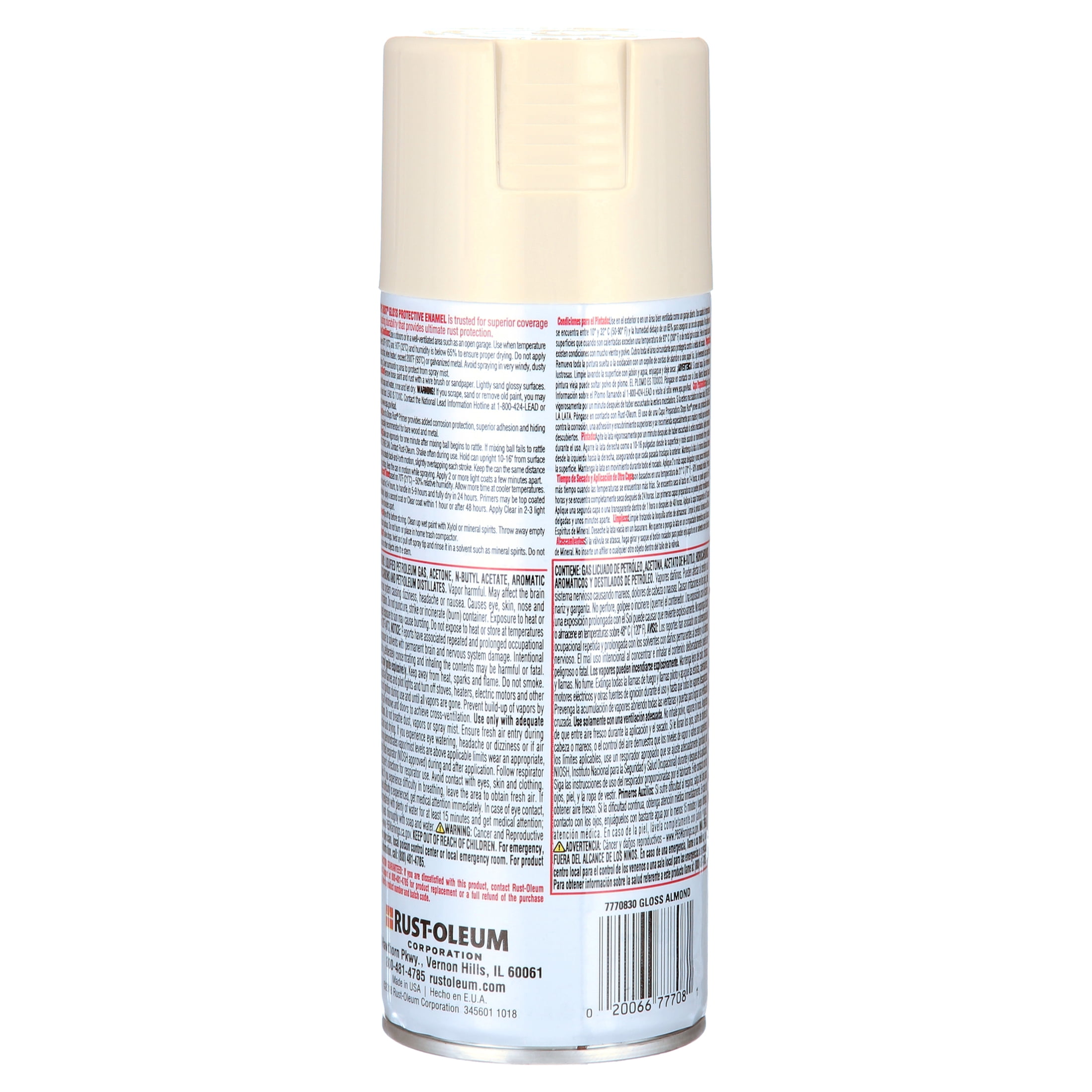 Almond, Rust-Oleum Stops Rust Gloss Protective Enamel Spray Paint-7770830, 12 oz