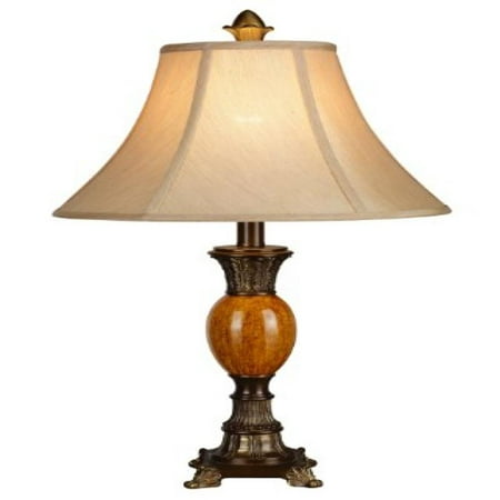 Home Source Industries LMP109 Traditional Table Lamp with Antique Gold Finish and Linen Fabric Shade, 24-Inch Tall