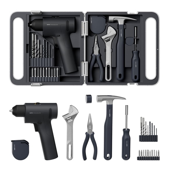 Kit de herramientas HOTO de 25 piezas para el hogar con taladro sin escobillas de 16 V, 50 N · m