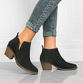 thumbnail image 4 of YAZI Womens Cut Out Ankle Boots Chunky Stacked Heel Almond Toe Slip on Western Booties, 4 of 5