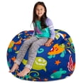 thumbnail image 3 of Posh Creations Bean Bag Stuffable Cover - Toy Organizer, Soft Cover, Kids, 4 ft, Canvas Sea Creatures on Blue, 3 of 3
