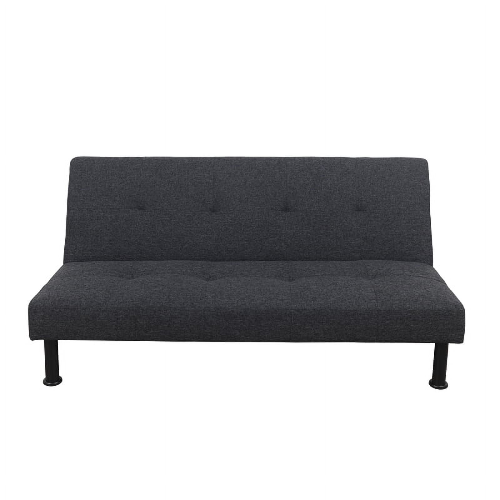 Convertible Futon Sofa Bed Linen Loveseat Adjustable Sleeper Sofa Couch for Living Room Small Apartment,Black