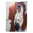 thumbnail image 3 of Ambesonne Cat Tablecloth Rectangular Table Cover, Astronaut Funny Design, 60"x84", Red White, 3 of 4