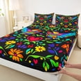 thumbnail image 4 of Erosebridal Multicolor Cute Birds Full Size Sheets,Rainbow Flowers Red Loves Bed Sheets For Teens 4-Piece, 4 of 6