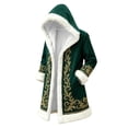 thumbnail image 6 of Christmas Men's Santa Trench Coat Trendy Plush Coats Long Peacoats Xmas Long Hooded Cardigans Green XXXL, 6 of 6