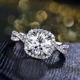 thumbnail image 2 of HeartsAndYou 2ct Round Cut Moissanite Engagement Ring for Women Halo Twisted Promise 18k White Gold over Silver, 2 of 9