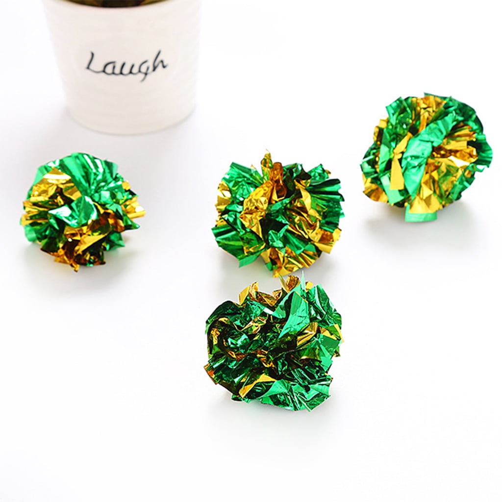 48 Pieces Cats Ball Kitten Teaser Ball Fun Glitter Balls Colorful Flower Balls Pet Cats Chew Balls for P