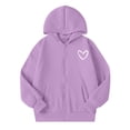 thumbnail image 5 of BLVB Boys Girls Zip up Hoodies Teen Full-Zip Heart Graphic Sweatshirts Jacket Casual Fall Outwear with Pocket(Purple,5-6 Years), 5 of 8