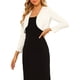 thumbnail image 4 of Cárdigan corto elegante para mujer Inspire Chic, de manga larga, con panel de encaje floral, suéter de punto, talla XS, blanco, 4 of 8