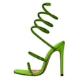 thumbnail image 6 of Womens High Heels Sexy Rhinestone Strappy Heeled Sandals Open Toe Slip on Backless Stilettos Dressy Pumps Shoes Green Size 8.5, 6 of 6