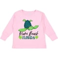 thumbnail image 3 of Inktastic Miami Beach, Florida Happy Sea Turtle Boys or Girls Long Sleeve Toddler T-Shirt, 3 of 5