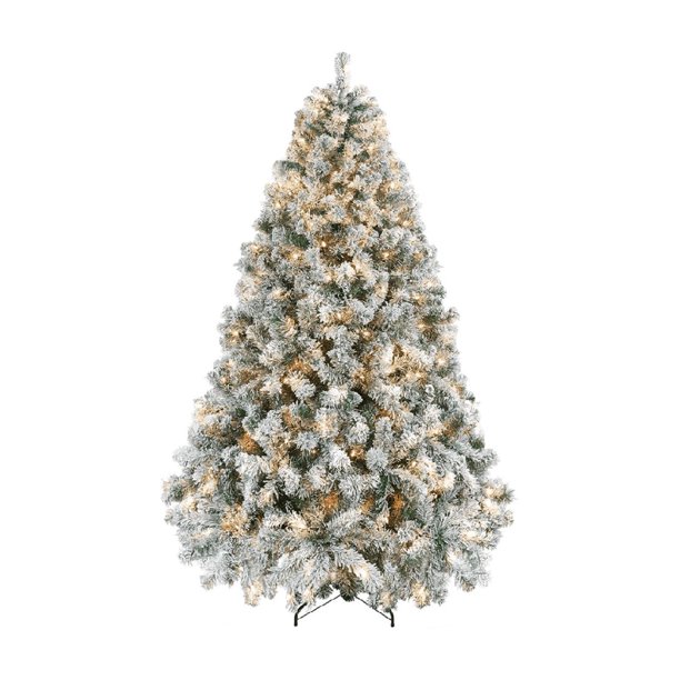 4.5-foot flocked fir pre-lit artificial christmas tree con warm blanca LED lights