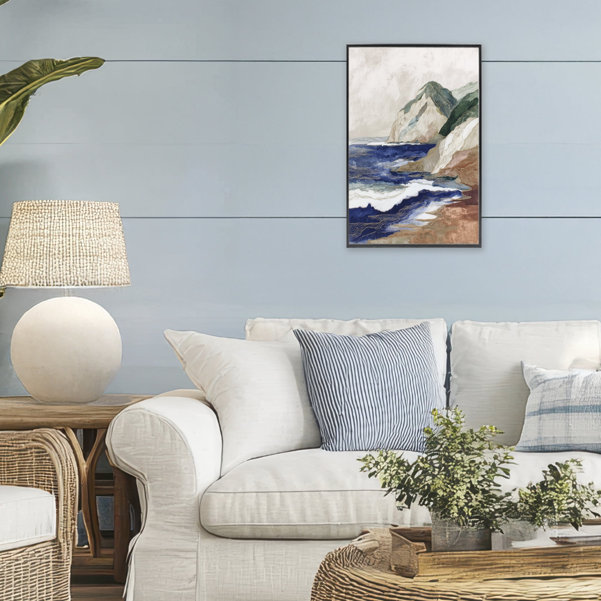 Stupell Industries Cliff Next To The Sea Black Framed Giclee Art, design by Chromatic Storm Studio
