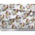 thumbnail image 3 of Soimoi White Cotton Poplin Fabric Leaves,Floral & American Robin Bird Print Fabric by The Yard 42 Inch Wide, 3 of 3