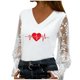 thumbnail image 2 of Xuyuer Women's Romantic Lace Insert V-Neck Blouse with Floral Print and Delicate Sleeves, Feminine Elegant Top for Date Nights, Garden Parties and Special Occasion Outfits, 2 of 6