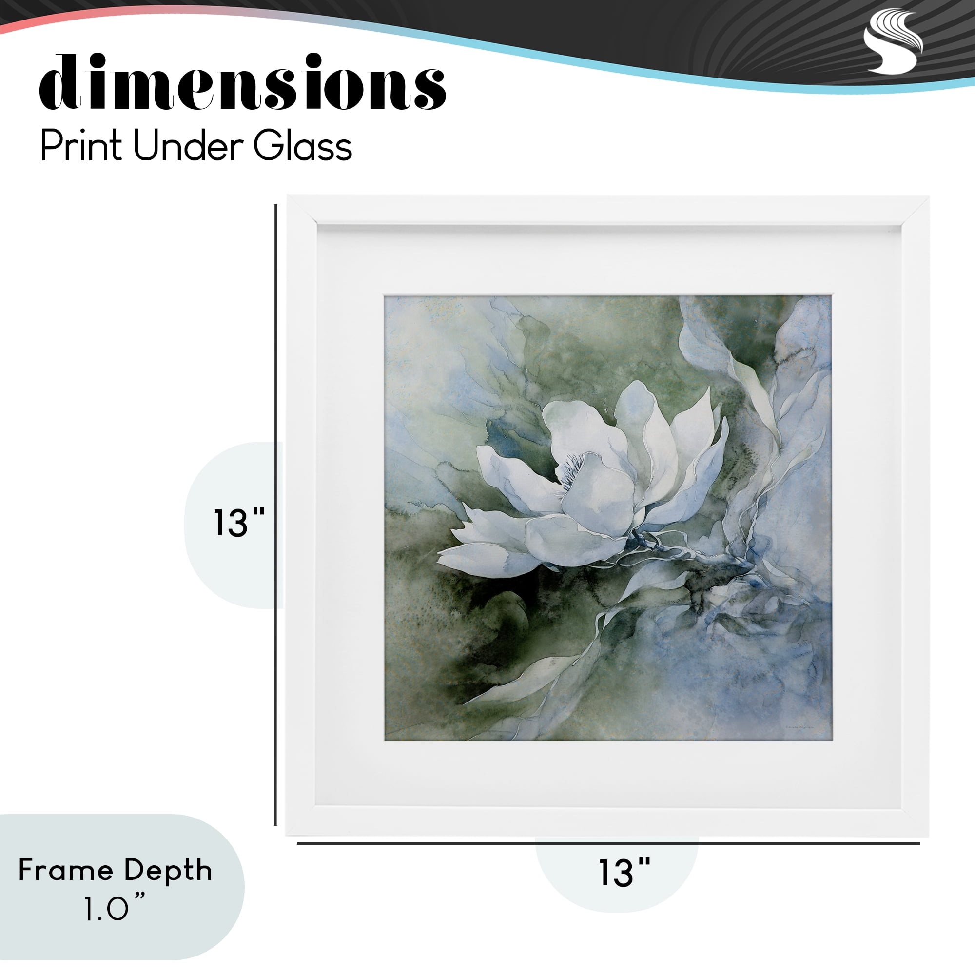 Stupell Industries Fluid Whimsical Flower White Framed Print Under Glass, design by Svetlana Aleynikova