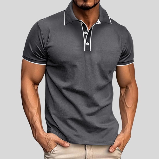 pstuiky camisetas de hombre, Camisa informal de manga corta con botones y cuello vuelto para hombre camisas casuales para hombre s