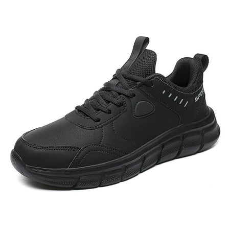 

Mens Sneakers Leather Running Shoes Leisure Leather Soft Sole Fattened Wide Casual Sports Travel Shoes（Length：300mm）