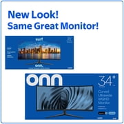 (Open Box) onn 34 Curved Ultrawide WQHD (3440 x 1440p) 120Hz Bezel-Less Office Monitor with Cable, Black