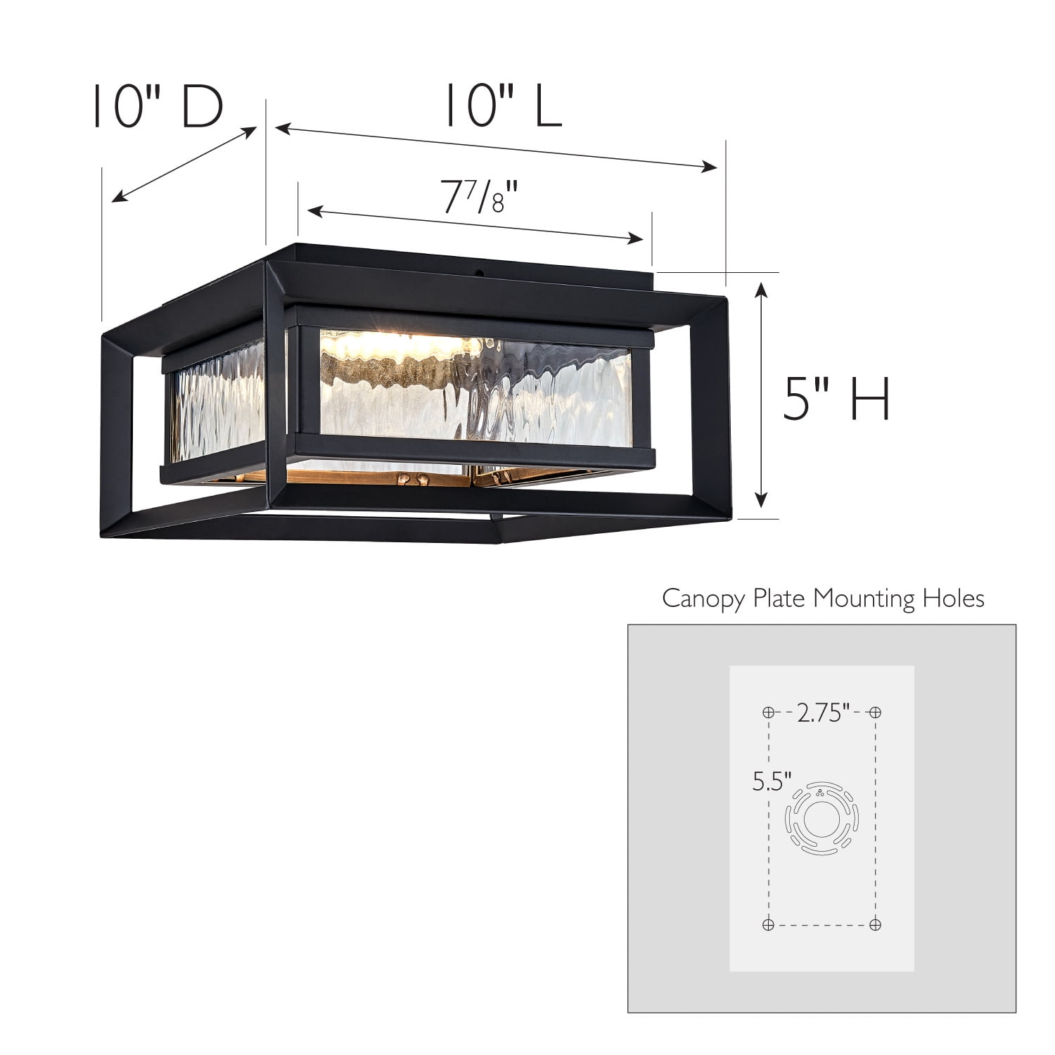 Design House Hartbrook 10" Matte Black Outdoor Integrated LED Ceiling Light with Clear Glass Shade