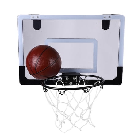 Yajisi Indoor Mini Basketball System - PVC Backboard Spring-Rebound Hoop Net Inflator & Wrench - Door/Wall Mount Kid-Friendly Durable Toy Set