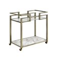 thumbnail image 4 of LiviNest 2-Tier Serving Cart: Mobile Bar Cart with Tempered Glass & Faux Marble Top - Brass Finish Metal Frame & Locking Wheels for Living Room Kitchen & Home Bar, 4 of 6
