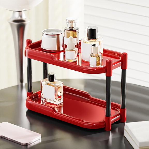 Multi Layer Desktop Storage Shelf with Adjustable Compartments, Office Home Organization Rack for Stationery Cosmetics Small Items