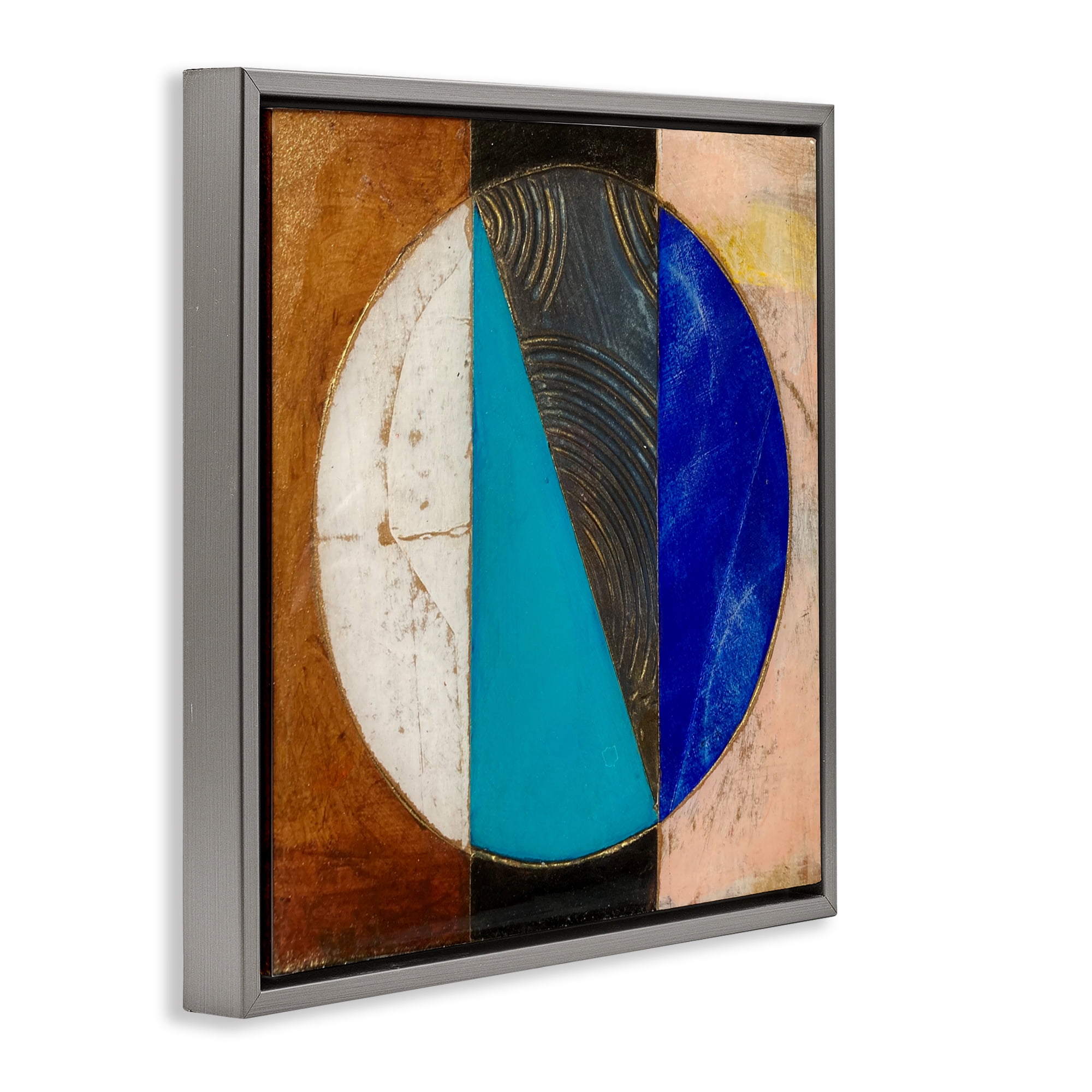 Stupell Industries Structured Circle Abstraction Gray Framed Floater Canvas Wall Art, design by Matthew Finger