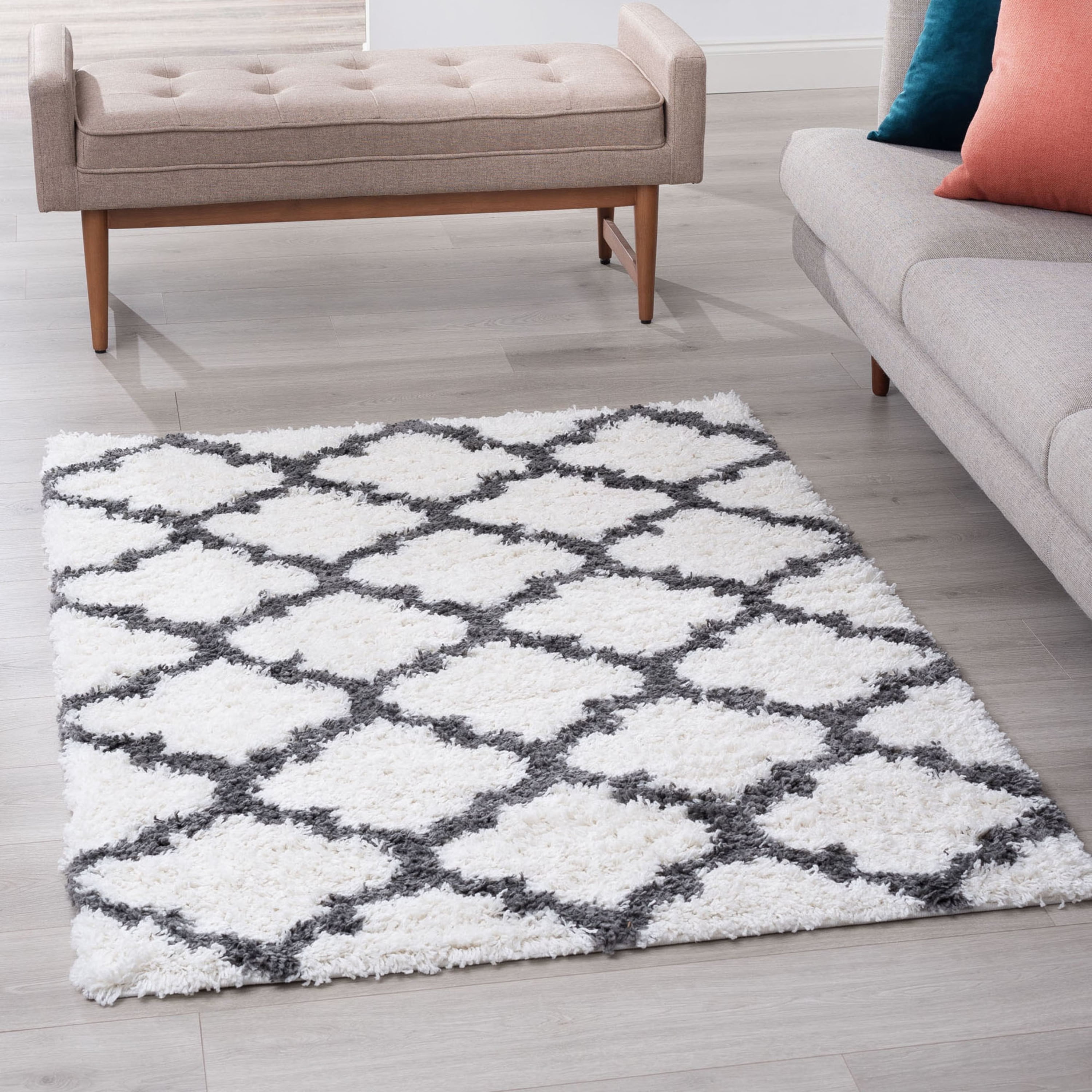 Grey and white sale rug