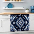 thumbnail image 6 of Boho Navy Blue Grey Small Sink Skirt 10"Wx11"L,Dustproof Under Sink Curtain W/ Self Adhesive Tape,Ethnic Geometric Southwestern Vintage Cabinet Curtain Cover for Bathroom Vanity,Kitchen Storage Shelf, 6 of 9