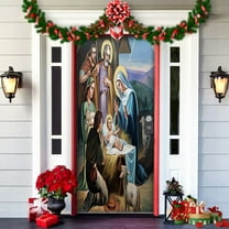 Rovga Christmas Door Cover Decoration Tapestry Holiday Party Door Curtain Tapestry Door Cover Snow Decoration