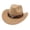 Khaki, variant on Western Cowboy Wide-Brimmed Hat for Men Women: Vintage Riding Hat with Bull Logo and Belt Decoration - Classic Rolled-Brim Hat for Outdoor Party Look