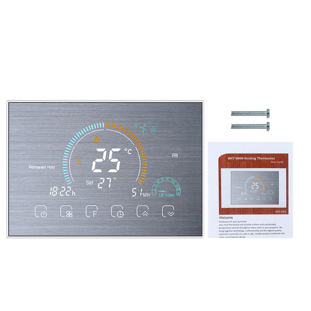WiFi Smart Programmable Room Thermostat Backlit LCD Electric Heating Touch  Screen Controller BHT-8000-GALW, Silver | Walmart Canada