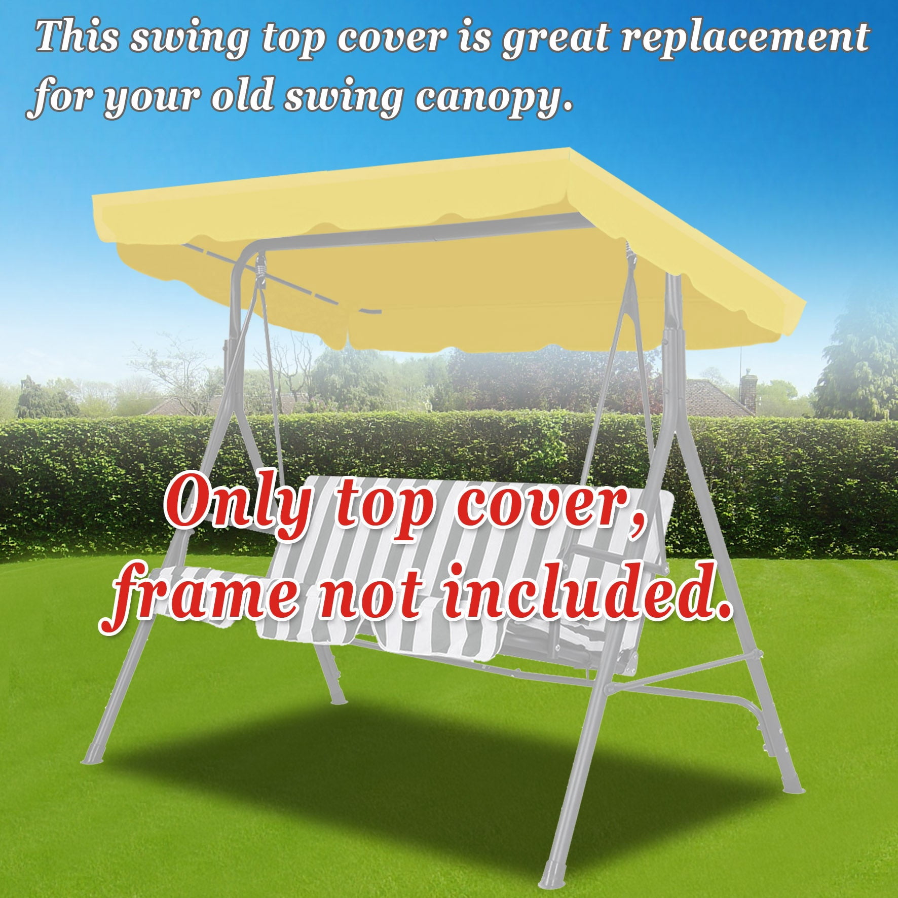 ALUVIERA Canopy ONLY Swing Chair Awning Outdoor Swing Cover Outdoor Patio Swing Canopy Replacement Porch Top Cover for Seat Furniture (73'X52', Beige)