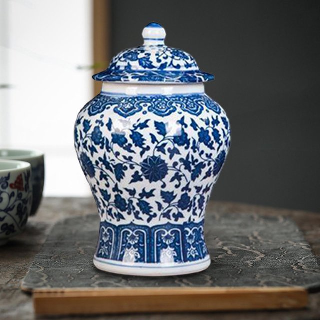 Jarrón de blanca para , jarrón antiguo chino decorativo alto con tapa, tarro de jengibre de cerámica para chimenea, estante, S Macarena Jarrón de jengibre