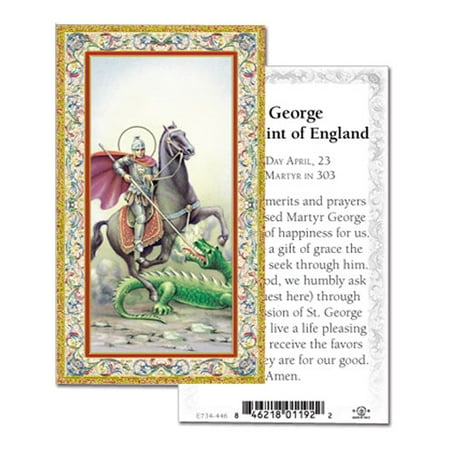 

Saint George Gold-Stamped Catholic Prayer Holy Card with Prayer on Back Pack of 100
