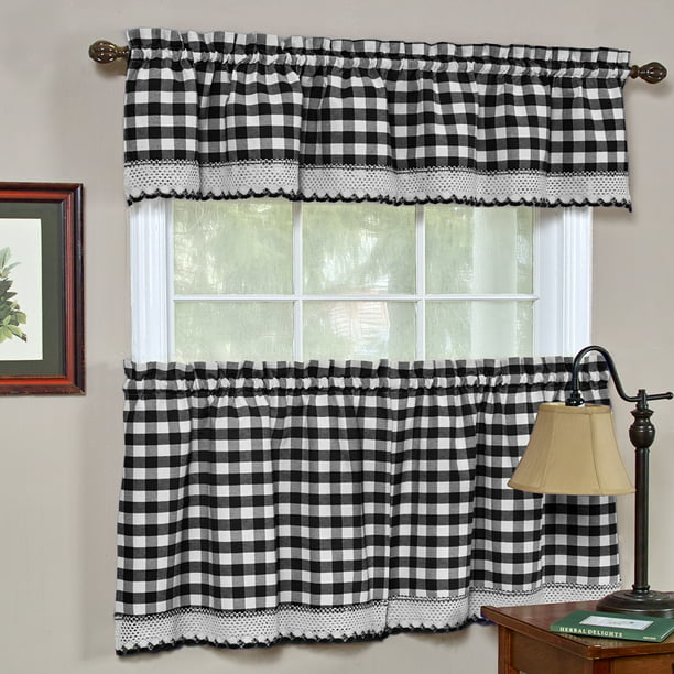 Gingham Kitchen Window Curtains, Blue And White Plaid Kitchen Curtains