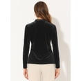 thumbnail image 3 of Blusa casual de manga larga con cuello en V de terciopelo para mujer Negro S, 3 of 4